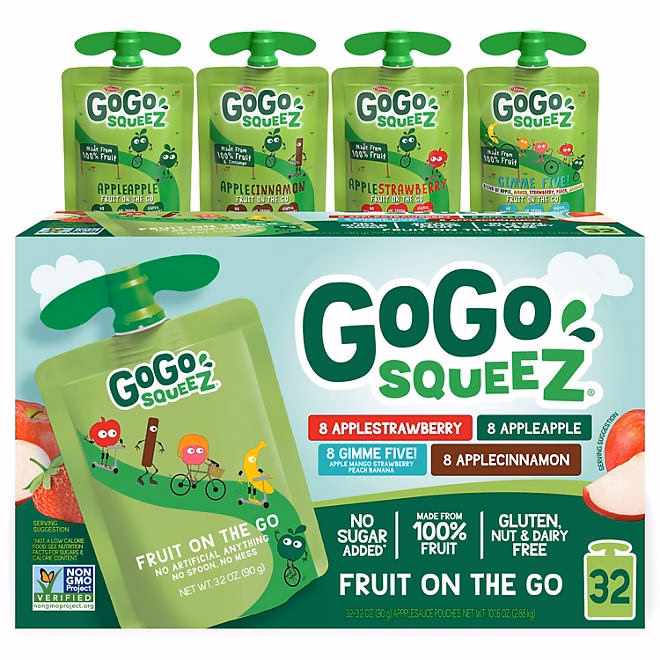 GoGo SqueeZ Applesauce, Apple, Cinnamon, Strawberry and GIMME Five, 3.2 oz., 32 ct. - Image 2
