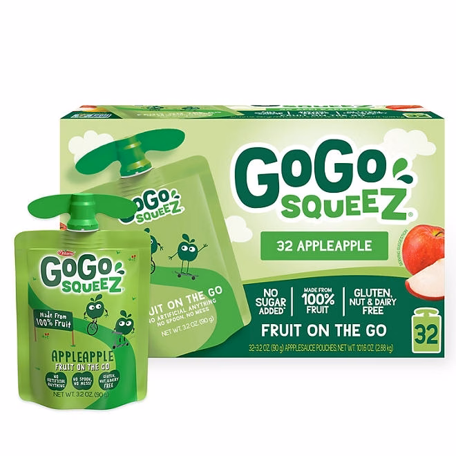 GoGo SqueeZ Applesauce Pouches, Apple Apple, 3.2 oz., 32 ct. - Image 2