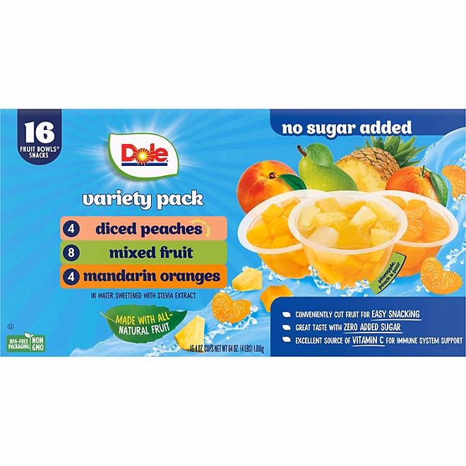 Dole No Sugar Added Mixed Fruit Variety Pack, 4 oz., 16 pk. - Image 6