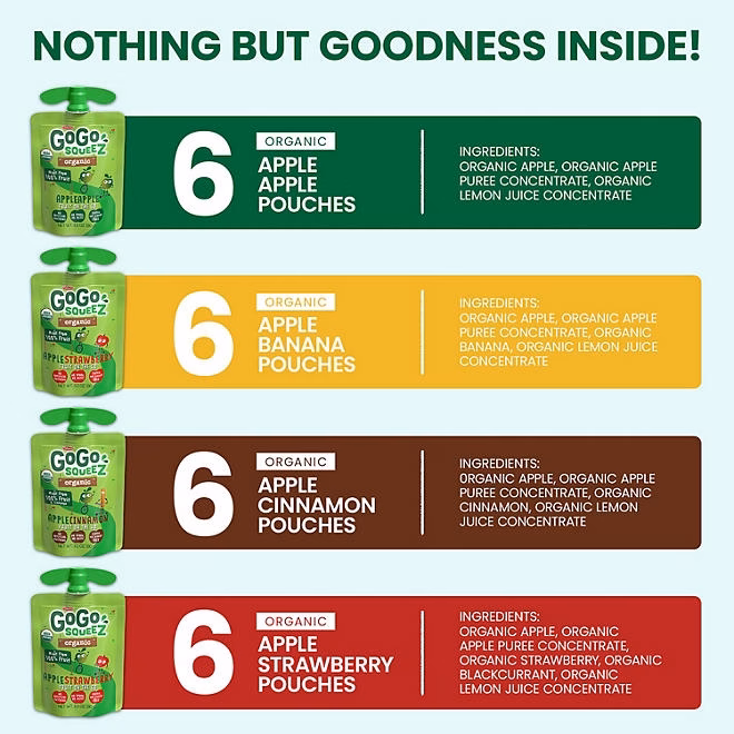 GoGo SqueeZ Organic Variety Pack, 3.2 oz., 24 ct. - Image 4