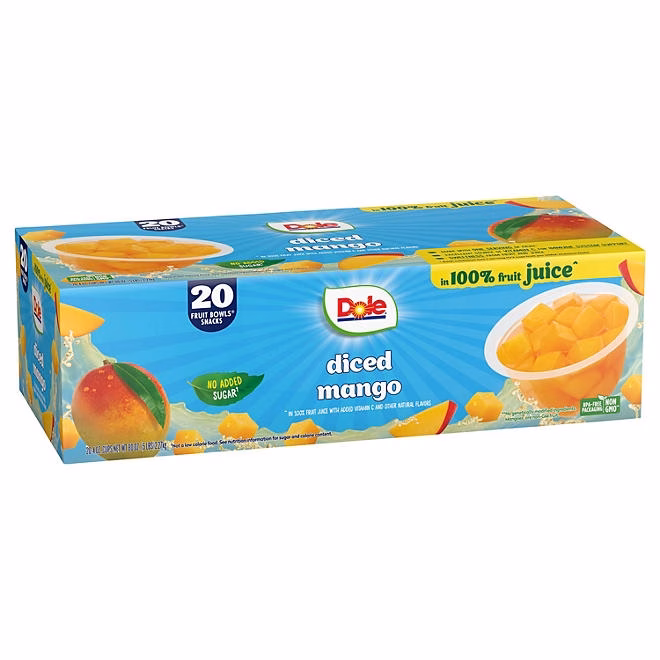 Dole Fruit Bowls Diced Mango in 100% Juice, 4 oz., 20 pk. - Image 3