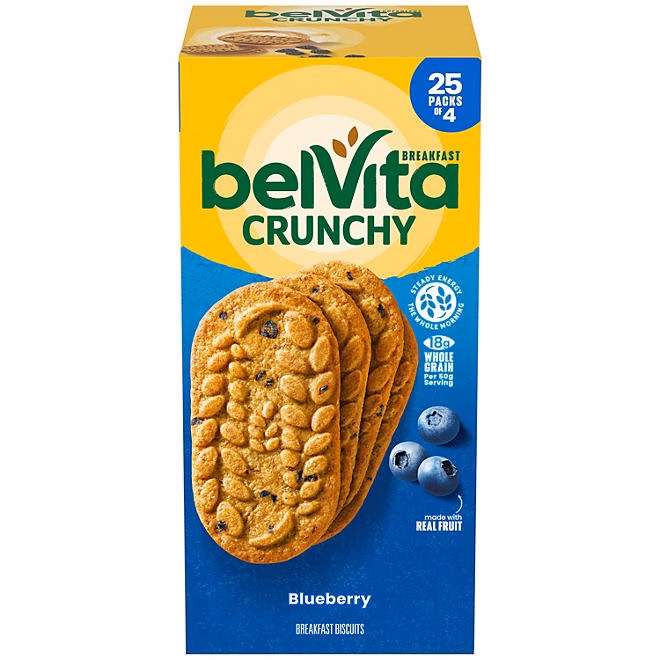 belVita Blueberry Breakfast Biscuits, 4 biscuits per pack, 25 pk. - Image 2
