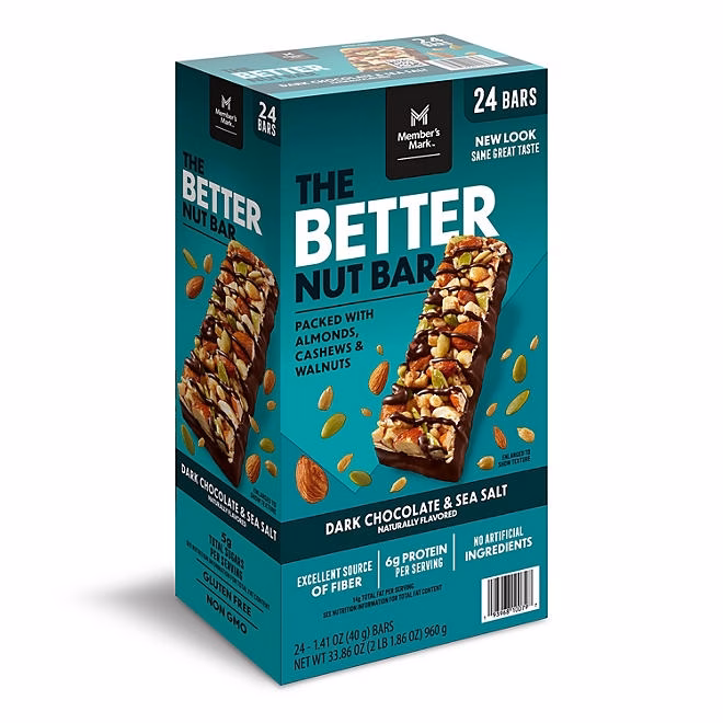 Member's Mark The Better Nut Bar, Dark Chocolate and Sea Salt, 24 ct. - Image 2