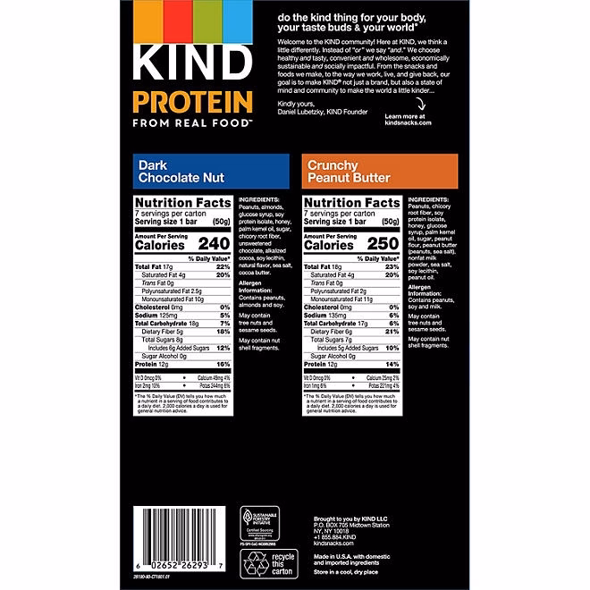 KIND Protein Dark Chocolate Nut and Crunchy Peanut Butter Variety Pack 14 ct. - Image 3