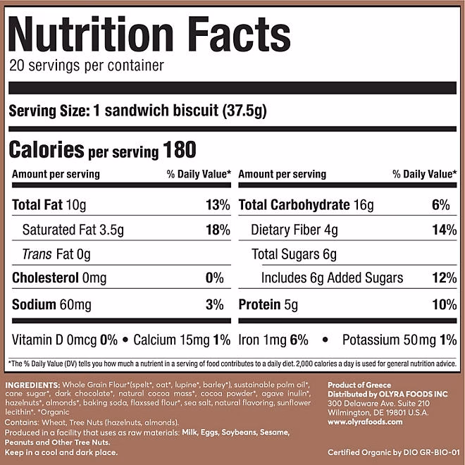 OLYRA Organic Breakfast Biscuits, Dark Chocolate Crème, 20 ct. - Image 3