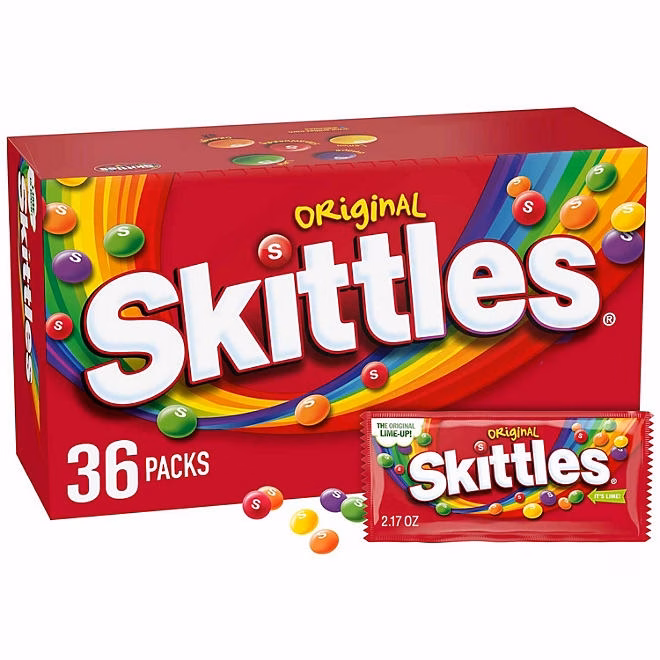 Skittles Original Fruity Chewy Candy, Full Size, 2.17 oz., 36 pk. - Image 2