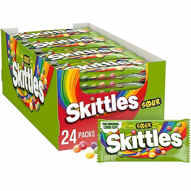 Skittles Sour Fruity Chewy Candy, Full Size, 1.8 oz., 24 pk. - Image 2