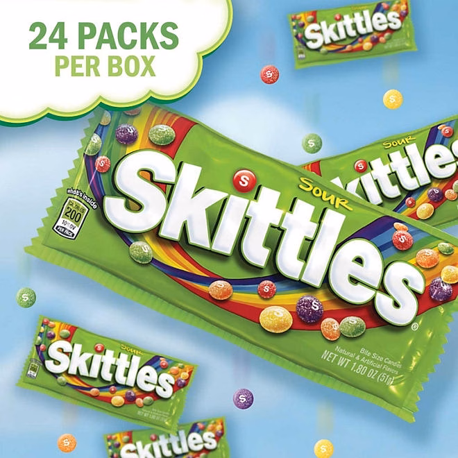Skittles Sour Fruity Chewy Candy, Full Size, 1.8 oz., 24 pk. - Image 5