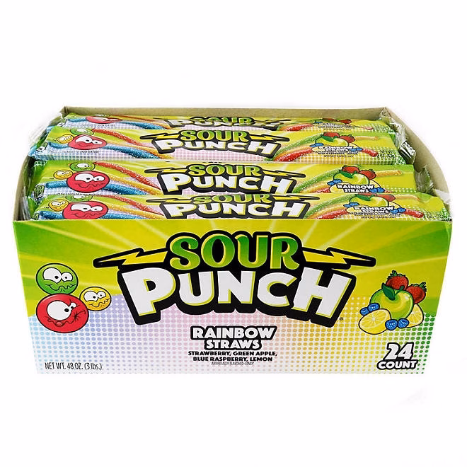 SOUR PUNCH Rainbow Straws, Chewy Candy, 2 oz., 24 ct. - Image 2
