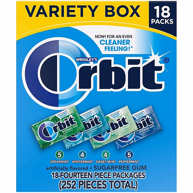 Orbit Mint Sugar Free Chewing Gum, Variety Pack, 14 pcs., 18 pk. - Image 2