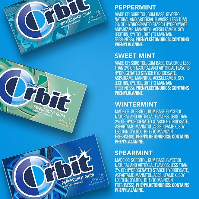 Orbit Mint Sugar Free Chewing Gum, Variety Pack, 14 pcs., 18 pk. - Image 4