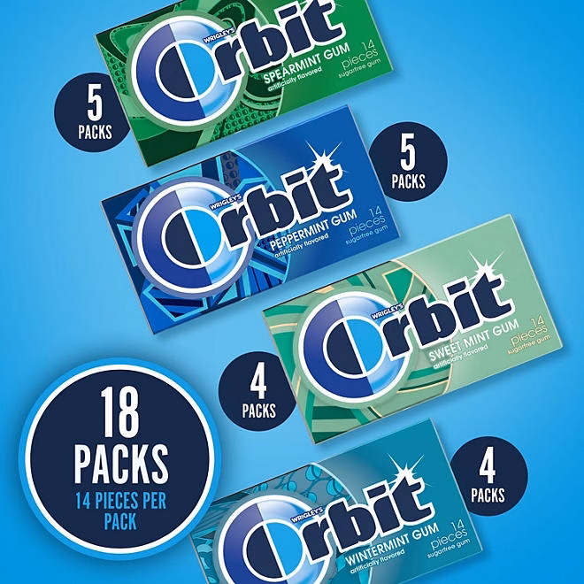 Orbit Mint Sugar Free Chewing Gum, Variety Pack, 14 pcs., 18 pk. - Image 5