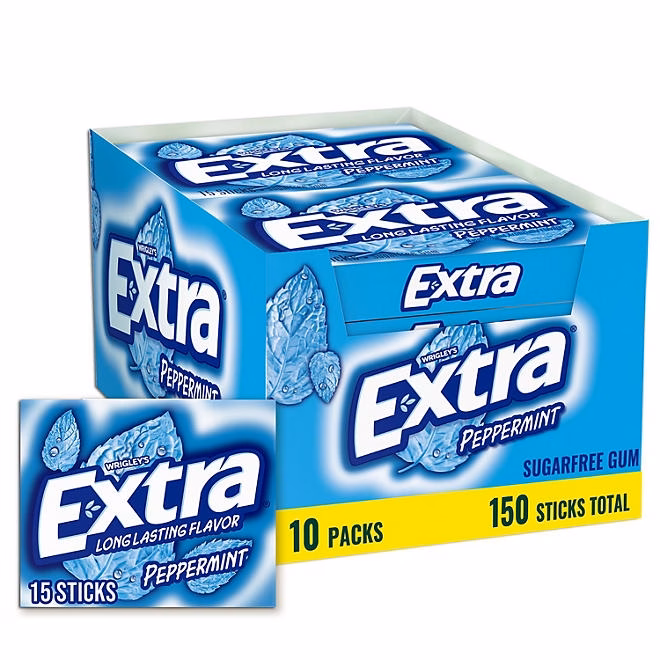 Extra Peppermint Sugar Free Chewing Gum, 15 pcs., 10 pk. - Image 2