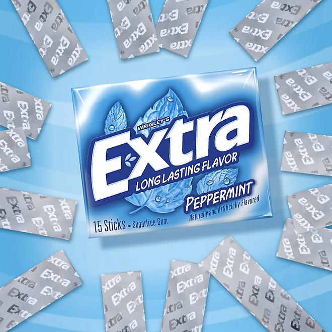 Extra Peppermint Sugar Free Chewing Gum, 15 pcs., 10 pk. - Image 6