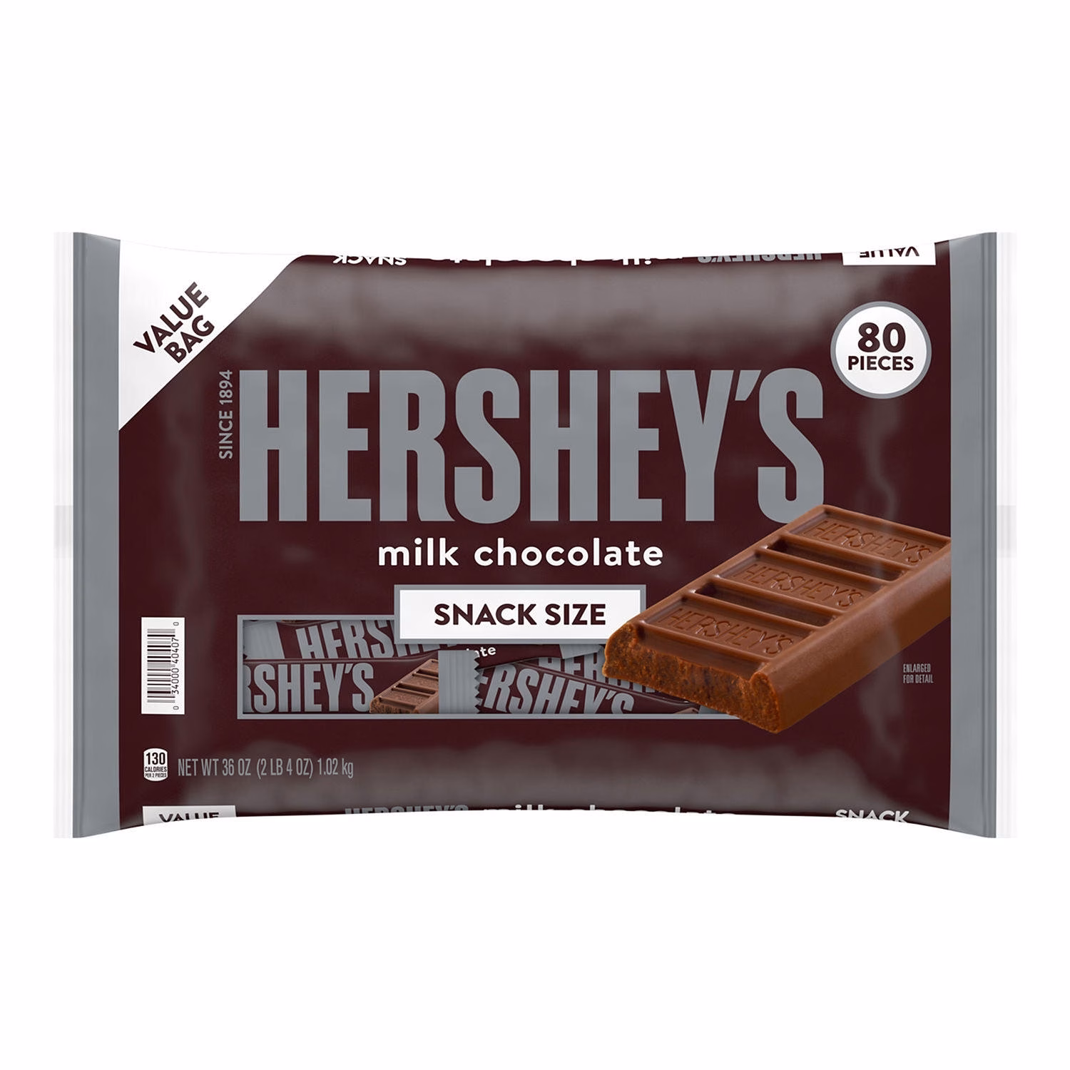 HERSHEY'S Milk Chocolate Bars, Snack Size, 80 pcs.