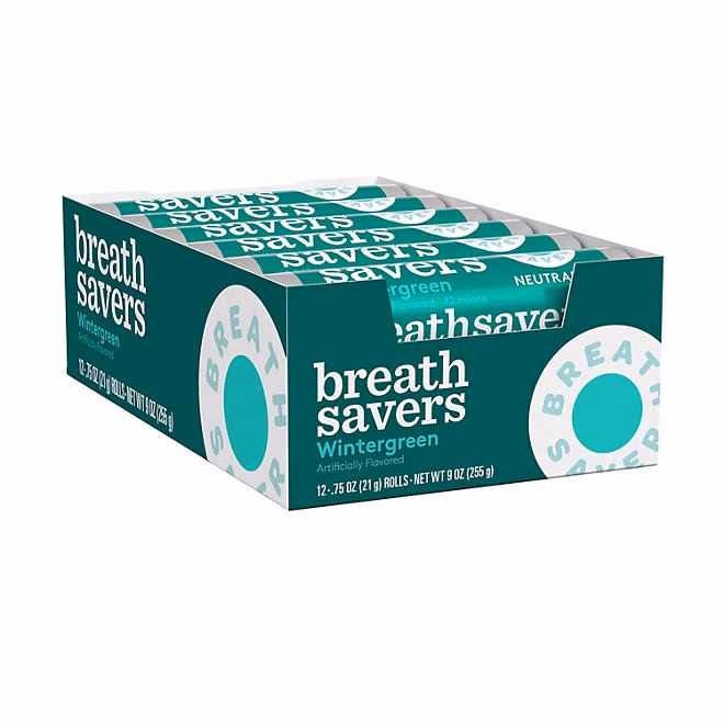 BREATH SAVERS Wintergreen Sugar Free Breath Mints Rolls, 0.75 oz., 24 ct. - Image 2