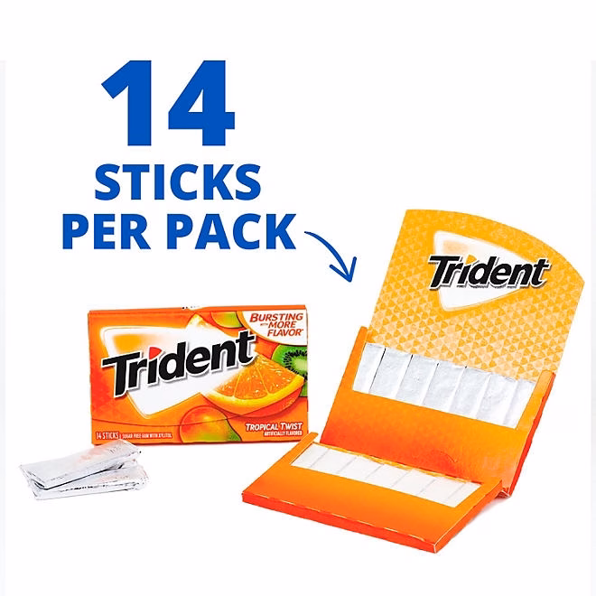 Trident Tropical Twist Sugar Free Gum, 14 pcs., 15 pk. - Image 5