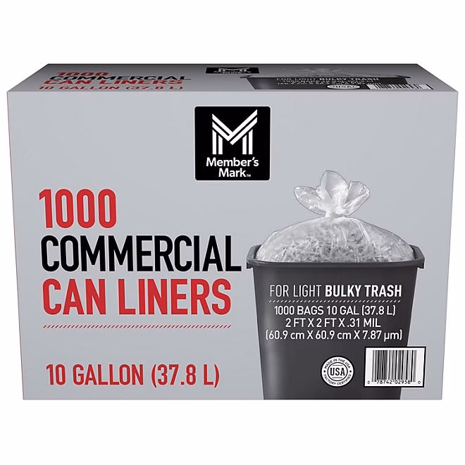 Member's Mark 10-Gallon Commercial Can Liners, 1000 ct. - Image 2