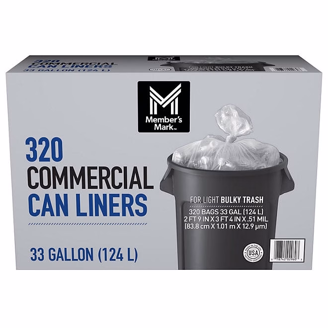 Member's Mark 33 Gallon Commercial Can Liners, 320 ct. - Image 2