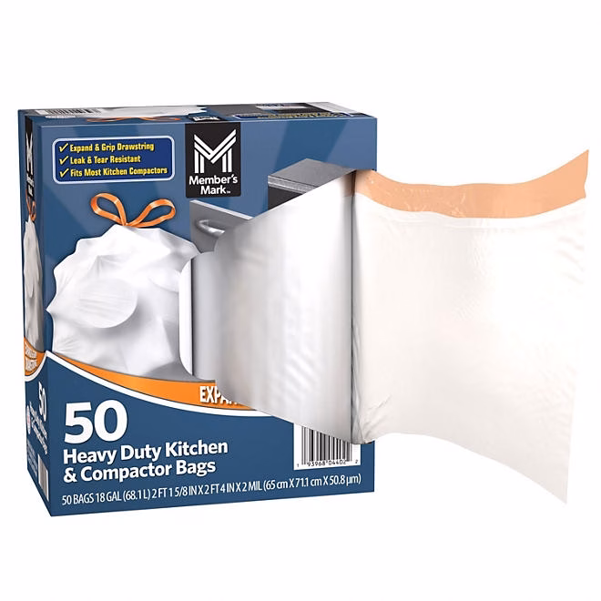 Member's Mark Heavy Duty 18-Gallon Kitchen & Compactor Trash Bags, 50 ct. - Image 4
