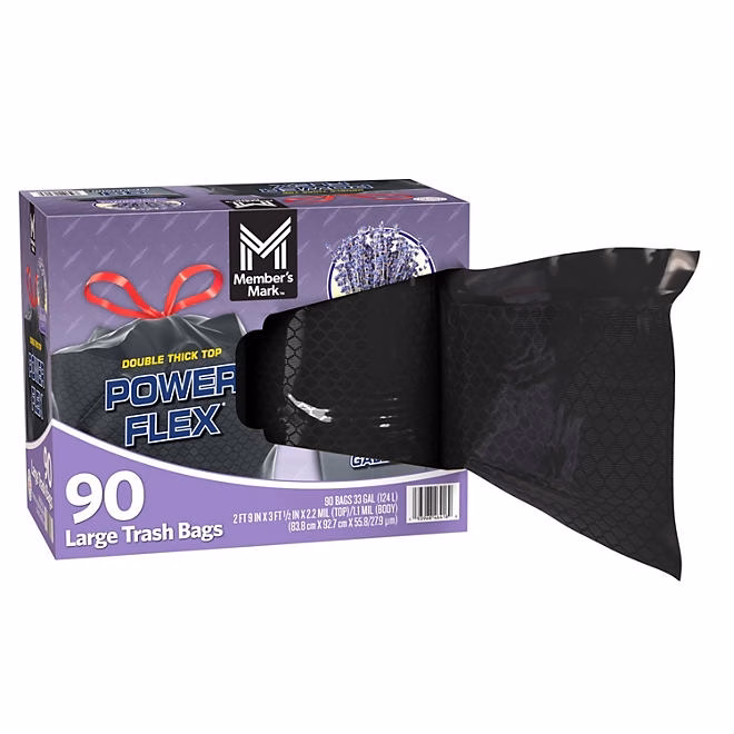 Member's Mark Power Flex 33 Gallon Trash Bags, Lavender, 90 ct. - Image 4