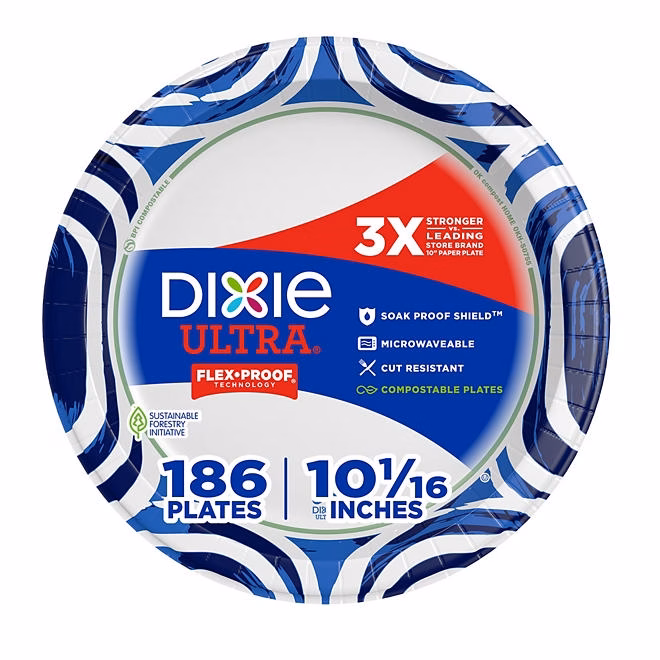 Dixie Ultra Heavyweight Dinner Paper Plates, 10", 186 ct. - Image 2