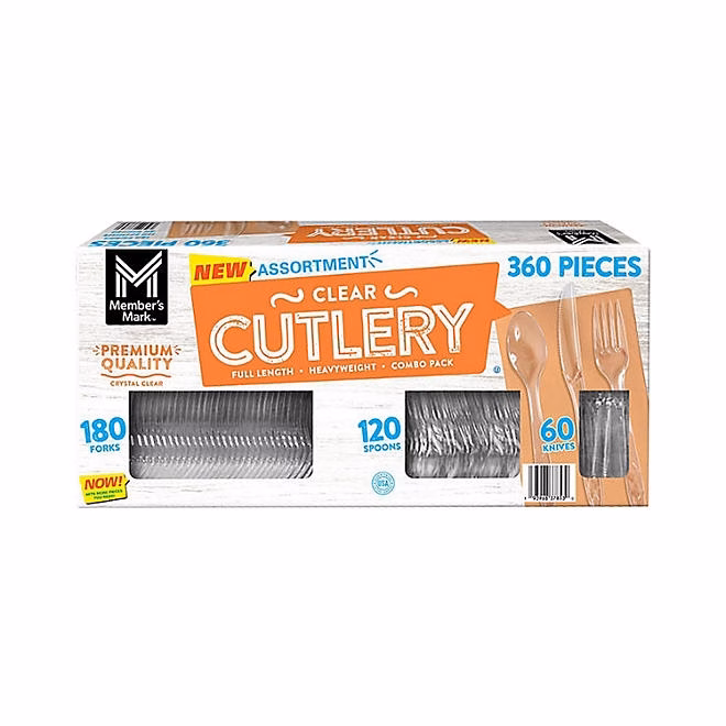 Member's Mark Clear Cutlery Combo Pack, Forks, Knives, Spoons 360 ct. - Image 2