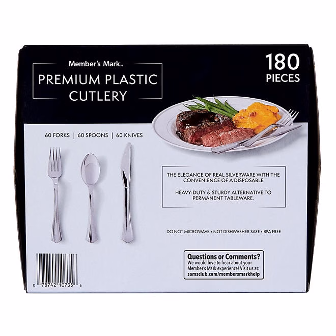 Member's Mark Premium Silver-Look Cutlery Combo 180 ct. - Image 4
