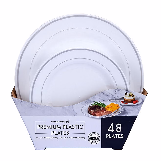 Member's Mark Premium Plastic Heavyweight Plates, Combo Pack 48 ct. - Image 2