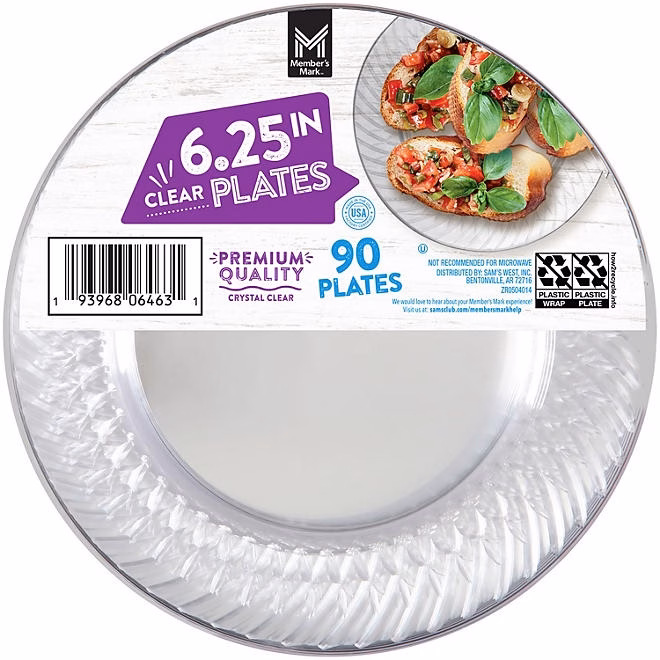 Member's Mark Clear Plastic Plates, 6.25" 90 ct. - Image 2