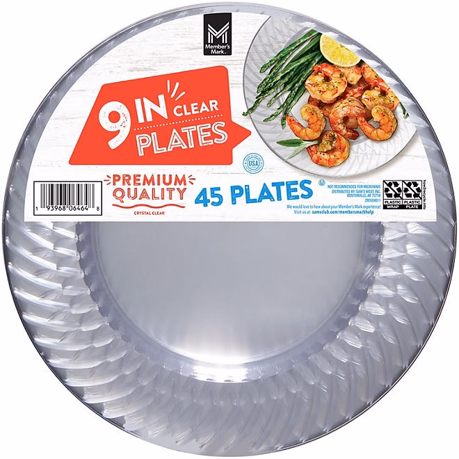 Member's Mark Clear Plastic Plates, 9" 45 ct. - Image 2