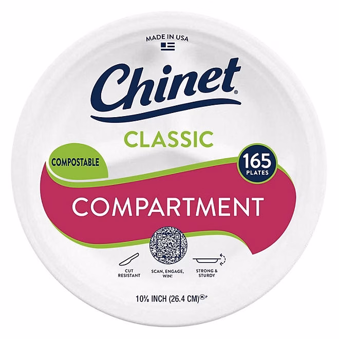 Chinet Classic Compartment Paper Plate, 10.38", 165 ct. - Image 2