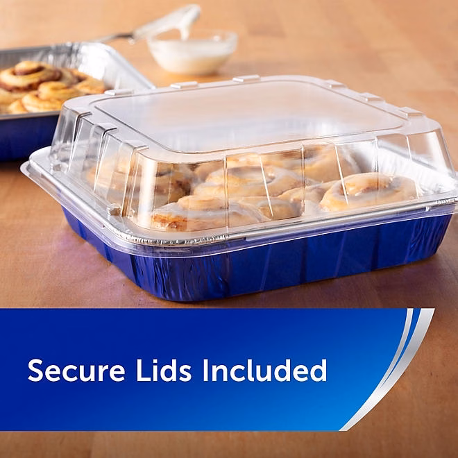 Reynolds Kitchens Aluminum 8" x 8" Cake Pans with Lids 12 ct. - Image 4