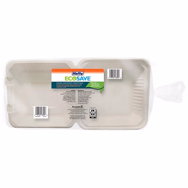 Hefty ECOSAVE 1-Compartment Hinged Lid Container 9" x 9", 50 ct. - Image 3