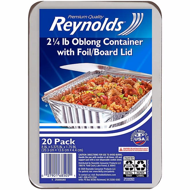 Reynolds Oblong Foil Take Out Containers with Lids, 20 ct. - Image 2