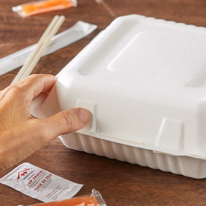 Hefty ECOSAVE 3-Compartment Hinged Lid Container, 9" x 9", 50 ct. - Image 4