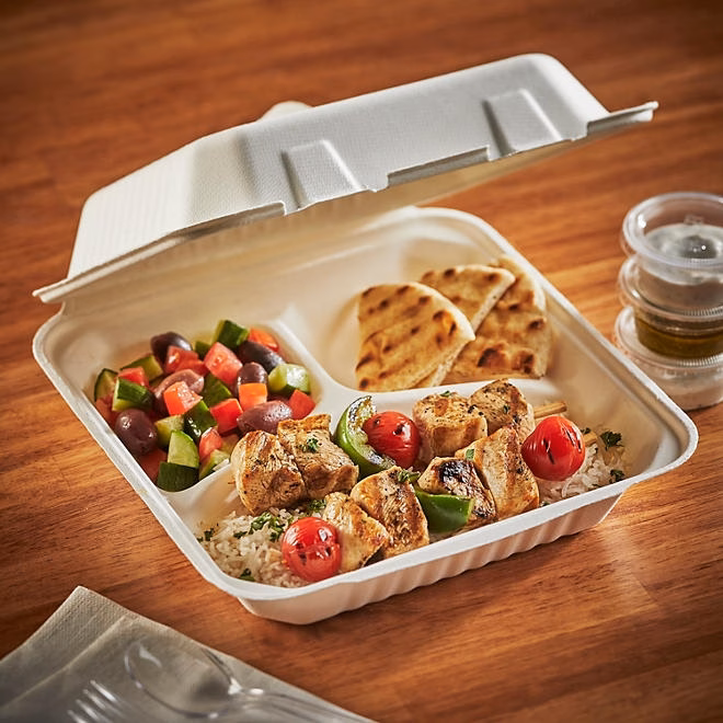 Hefty ECOSAVE 3-Compartment Hinged Lid Container, 9" x 9", 50 ct. - Image 5