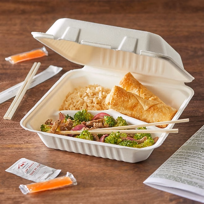 Hefty ECOSAVE 3-Compartment Hinged Lid Container, 9" x 9", 50 ct. - Image 6