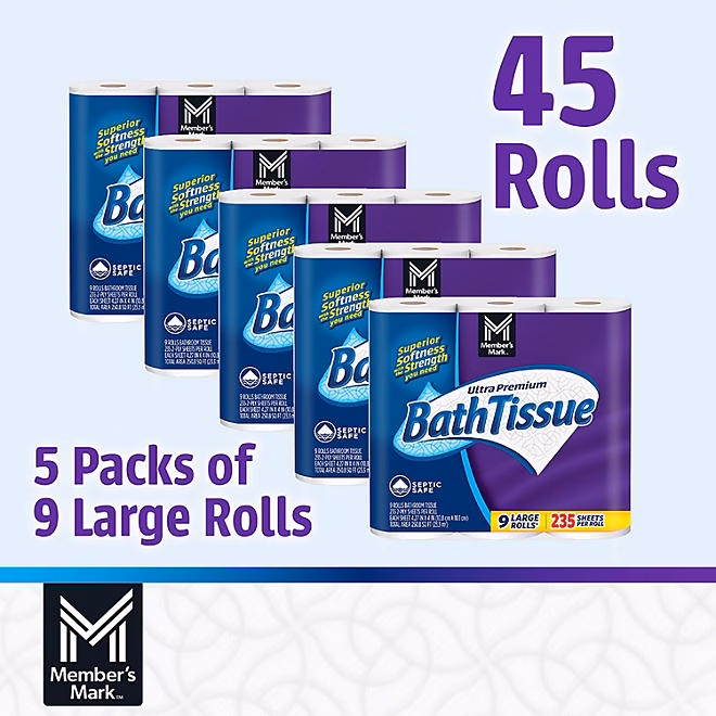 Member's Mark Ultra Premium 2-Ply Toilet Paper 45 rolls, 235 sheets/roll - Image 3