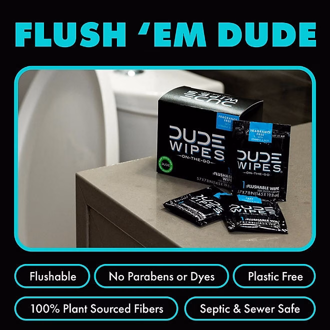 DUDE WIPES XL On-the-Go Flushable Wipes, Mint Chill, 4 ct., 120 wipes - Image 4