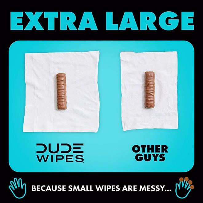 DUDE WIPES XL On-the-Go Flushable Wipes, Mint Chill, 4 ct., 120 wipes - Image 6