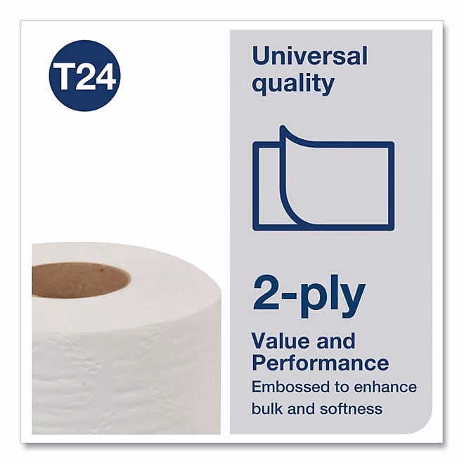 Tork Universal 2-Ply White Bath Tissue, 96 rolls, 500 sheets/roll - Image 7