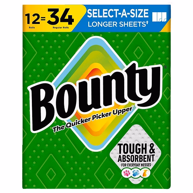 Bounty Select-A-Size 2-Ply Paper Towels, 12 rolls, 119 sheets/roll - Image 2
