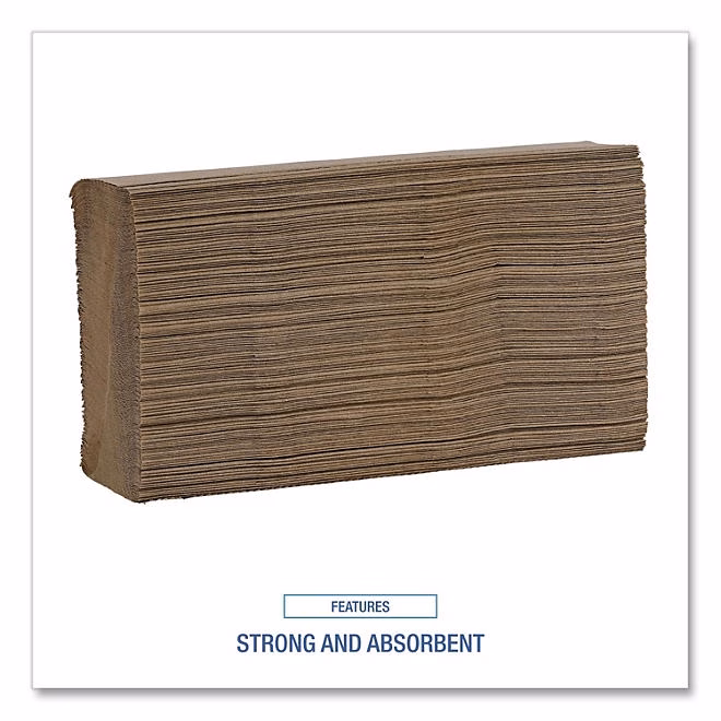 Boardwalk Multifold 1-Ply Natural Paper Towels 16 pks., 250 towels/pk. - Image 6