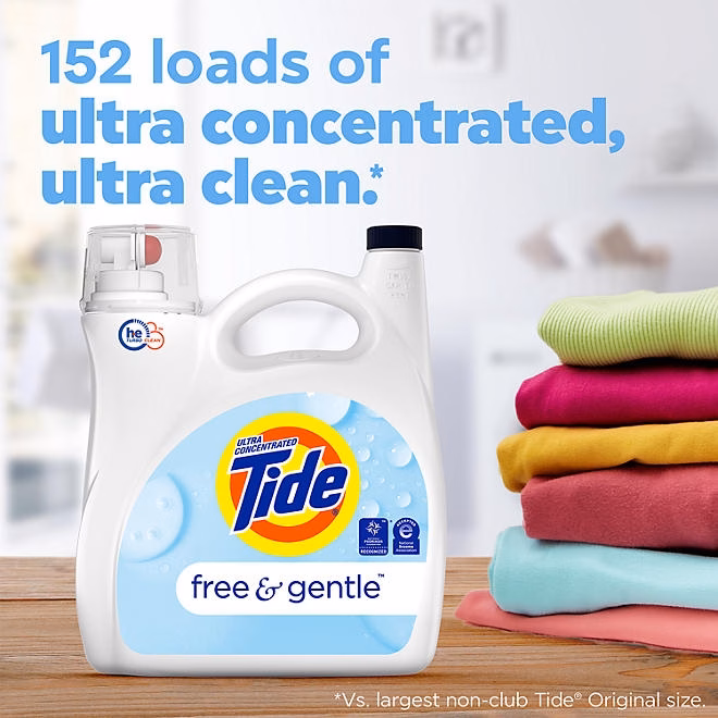 Tide Free & Gentle Liquid Laundry Detergent, 152 loads, 170 fl. oz. - Image 5