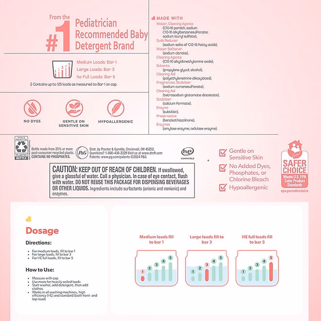 Dreft Baby Liquid Laundry Detergent, 125 loads, 170 fl. oz. - Image 3