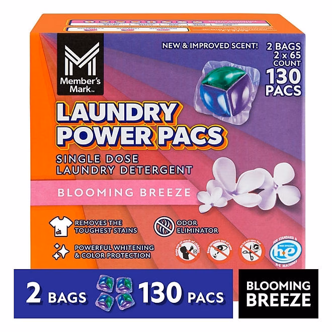 Member's Mark Laundry Detergent Power Pacs, Blooming Breeze, 130 ct. - Image 2