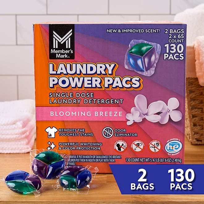 Member's Mark Laundry Detergent Power Pacs, Blooming Breeze, 130 ct. - Image 4