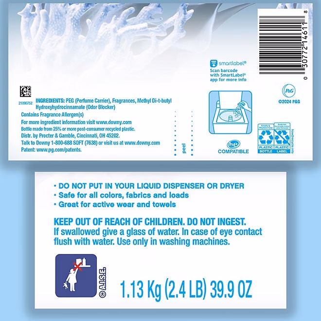 Downy Light Laundry In-Wash Scent Booster Beads, Ocean Mist Scent, 39.9 oz - Image 3