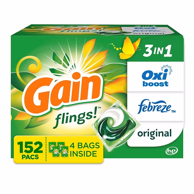 Gain Flings! 3 in 1 Laundry Detergent Pacs, Original Scents, 152 ct. - Image 2